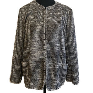 MAX Studio black and white textured tweed cotton blend jacket. Size XL